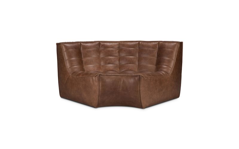 N701 MODULAR SOFA - CHESTNUT LEATHER - 90° ROUND CORNER 120 X 120 X 76 20293