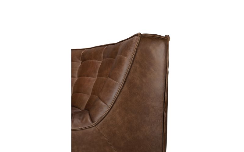 N701 MODULAR SOFA - CHESTNUT LEATHER - 90° ROUND CORNER 120 X 120 X 76 20293