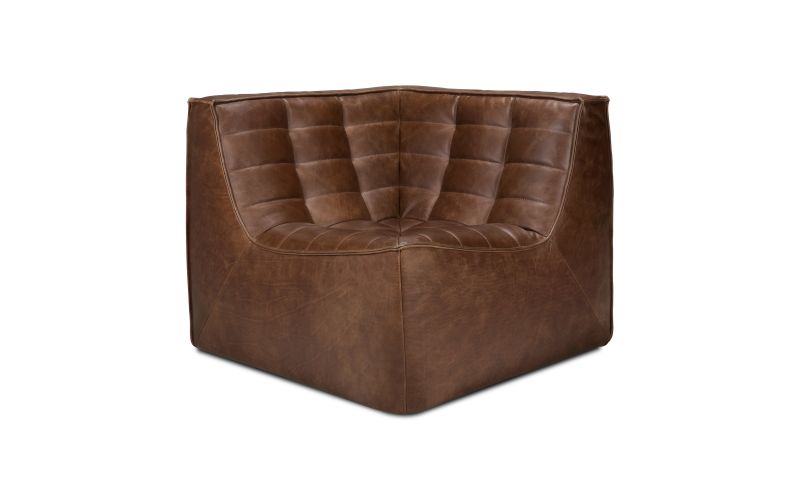 N701 MODULAR SOFA - CHESTNUT LEATHER - 90° SQUARE CORNER 91 X 91 X 76 20292