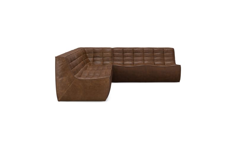 N701 MODULAR SOFA - CHESTNUT LEATHER - 90° SQUARE CORNER 91 X 91 X 76 20292