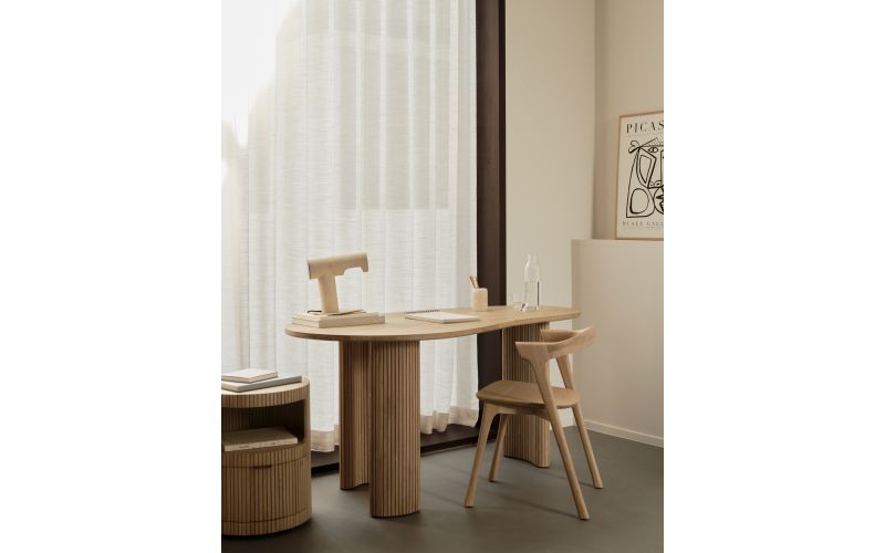 BOOMERANG DESK - VARNISHED OAK - PEBBLE SHAPE 160 