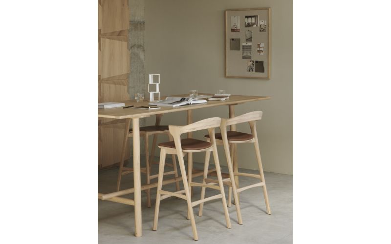 BOK BAR STOOL - VARNISHED OAK - COGNAC LEATHER 50 X 53 X 103 51563