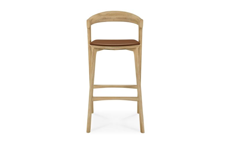 BOK BAR STOOL - VARNISHED OAK - COGNAC LEATHER 50 X 53 X 103 51563