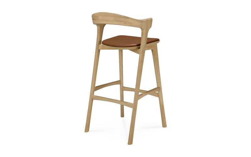 BOK BAR STOOL - VARNISHED OAK - COGNAC LEATHER 50 X 53 X 103 51563