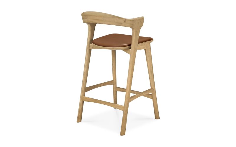 BOK COUNTER STOOL - VARNISHED OAK - COGNAC LEATHER 50 X 50 X 93 51564