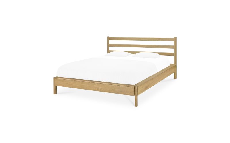 PI HEADBOARD AND BED FRAME - OAK - MATTRESS