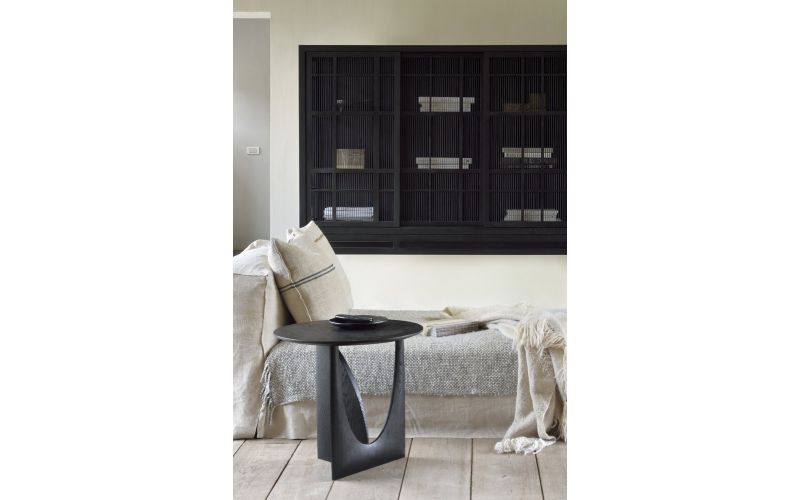 ETHNICRAFT OAK BLACK GEOMETRIC SIDE TABLE 51x51