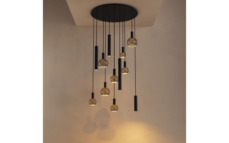 RIVA HANGLAMP Ø95 CM 12 LAMPEN PLATINUM
