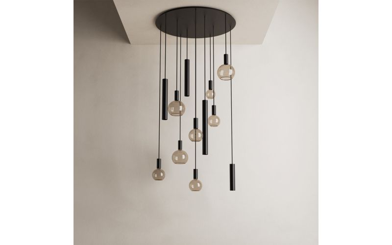 RIVA HANGLAMP Ø95 CM 12 LAMPEN PLATINUM
