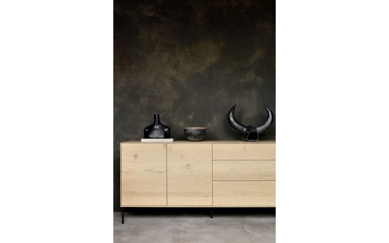 ETHNICRAFT WHITEBIRD SIDEBOARD 2 DOORS - 3 DRAWERS 180x45x80 WITH BLACK METAL LEGS 51468