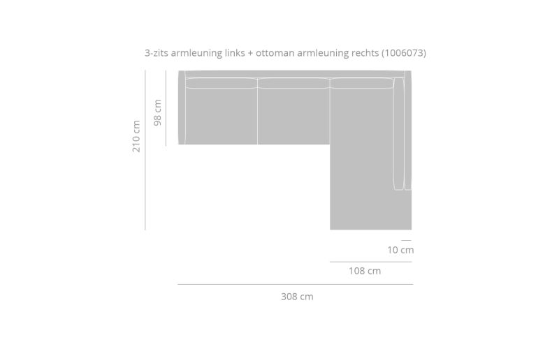 Haveli Dreams 3 zits L + Ottoman R (308 x 210cm) SHOWMODEL OP=OP