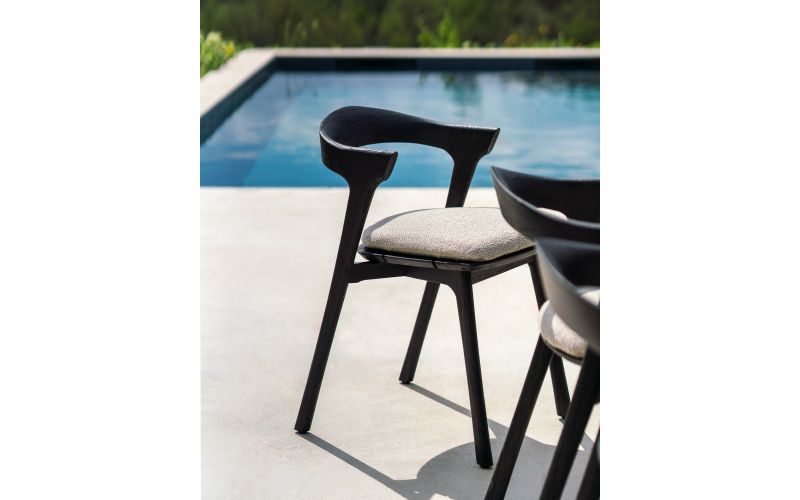 ETHNICRAFT TEAK BOK OUTDOOR DINING CHAIR VARNISHED TEAK BLACK - NATUREL FABRIC 50x54x76 10363