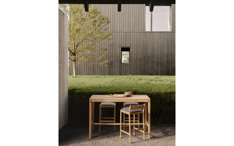 ETHNICRAFT JACK OUTDOOR BAR STOEL TEAK MOCHA FABRIC 10427