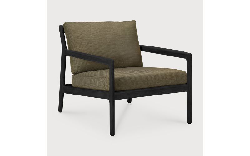ETHNICRAFT JACK OUTDOOR LOUNGE STOEL VARNISHED TEAK BLACK GREEN FABRIC 76 x 90 x 74 10433