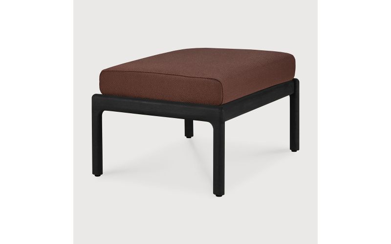 ETHNICRAFT JACK OUTDOOR VOETENBANK TEAK BLACK BURGUNDY FABRIC 71 x 54 x 41 10444