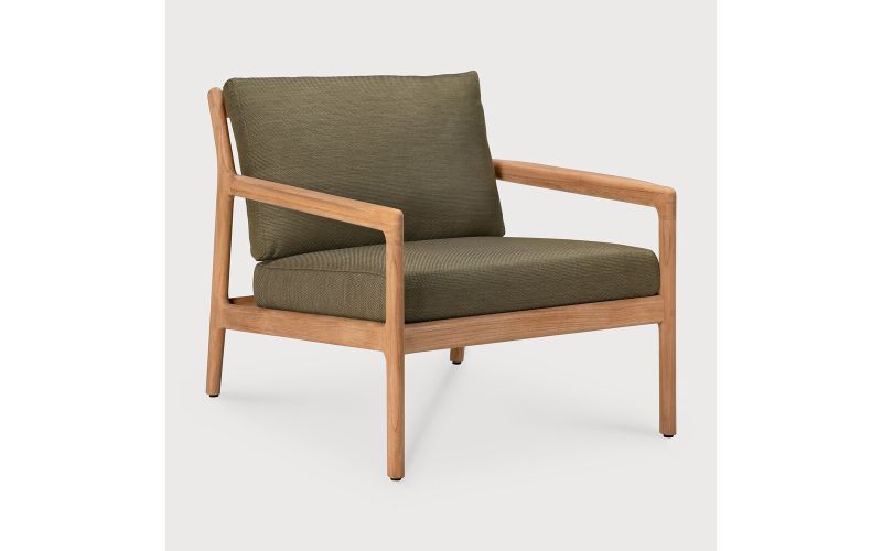 ETHNICRAFT JACK OUTDOOR LOUNGE STOEL TEAK GREEN FABRIC 76 x 90 x 74 10431