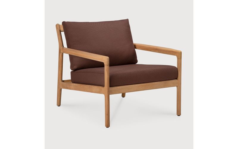 ETHNICRAFT JACK OUTDOOR LOUNGE STOEL TEAK BURGUNDY FABRIC 76X90X73 10430