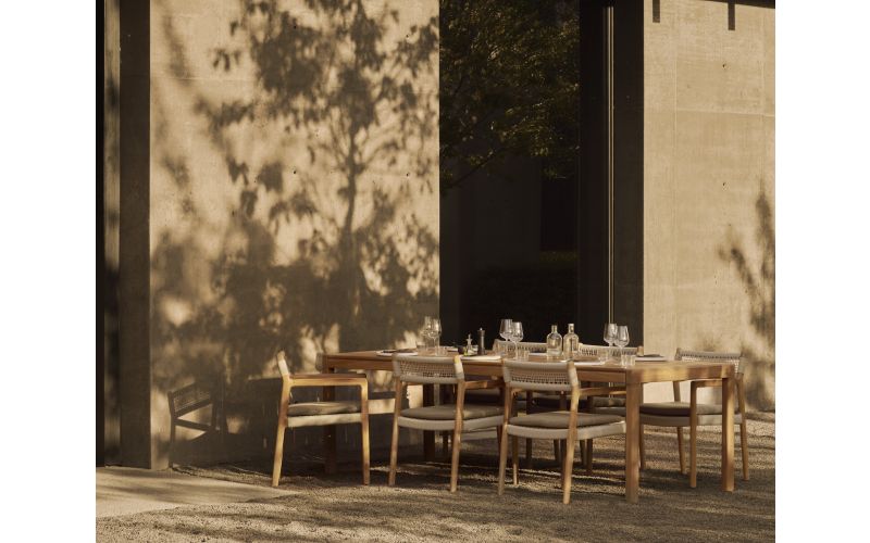 ETHNICRAFT JACK WOVEN OUTDOOR DINING CHAIR BEIGE CORD - SILK FABRIC WITH ARMS 56 x 60 x 81 10340