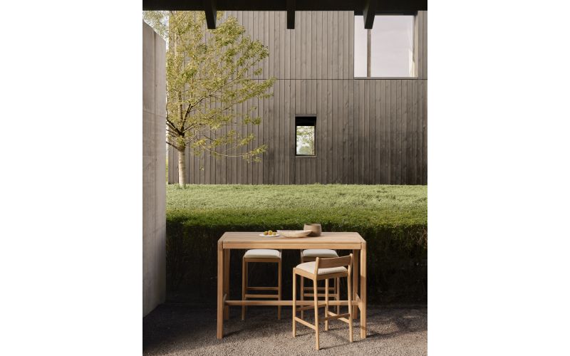 ETHNICRAFT JACK OUTDOOR BAR STOEL TEAK NATURAL FABRIC 10425