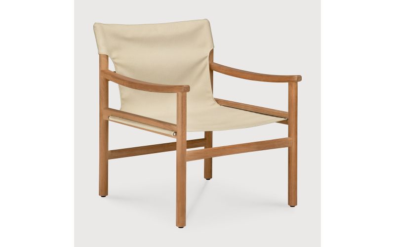 ETHNICRAFT SAFARI OUTDOOR LOUNGE CHAIR TEAK - DUNE FABRIC - REMOVABLE COVER 10421