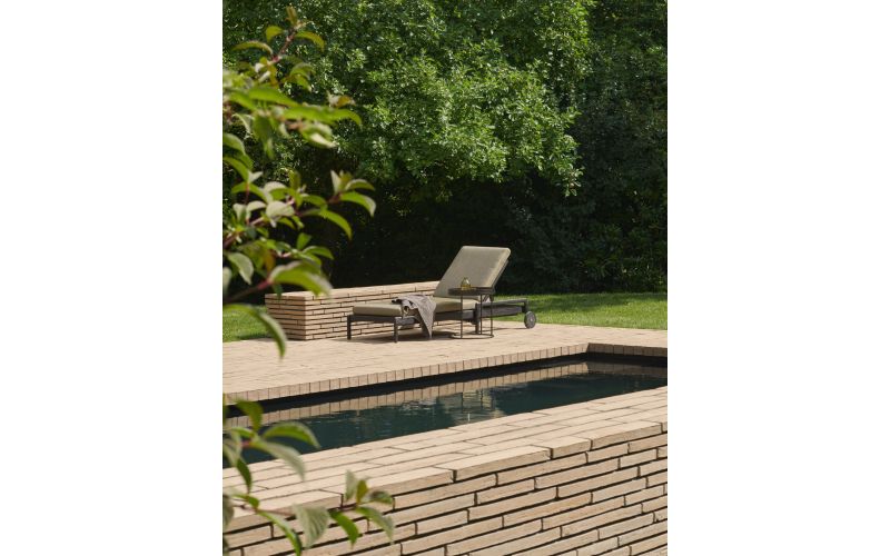 ETHNICRAFT JACK OUTDOOR VERSTELBAAR LIGBED TEAK BLACK - GREEN FABRIC 216 x 84 x 34 10345