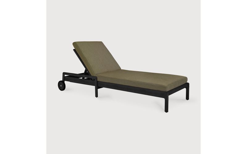 ETHNICRAFT JACK OUTDOOR VERSTELBAAR LIGBED TEAK BLACK - GREEN FABRIC 216 x 84 x 34 10345