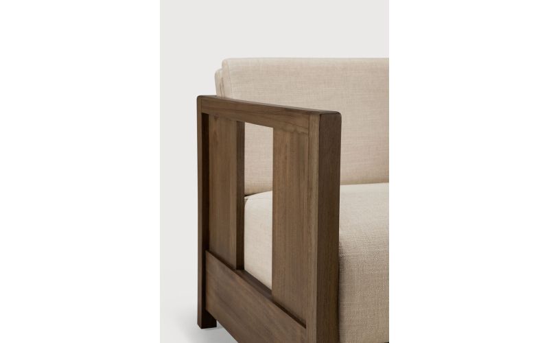 ROAN LOUNGE CHAIR - VARNISHED TEAK WILD BROWN - FLAX FABRIC 10831