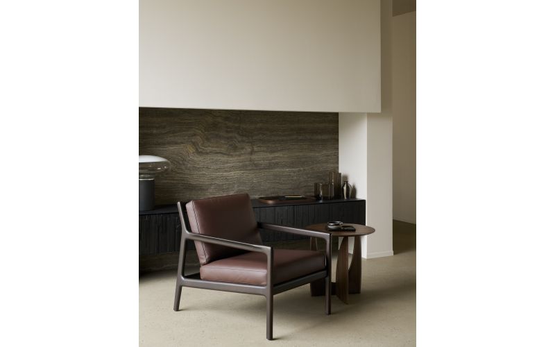 JACK LOUNGE CHAIR - VARNISHED MAHOGANY BURGUNDY LEATHER 69 x 87 x 74 35106