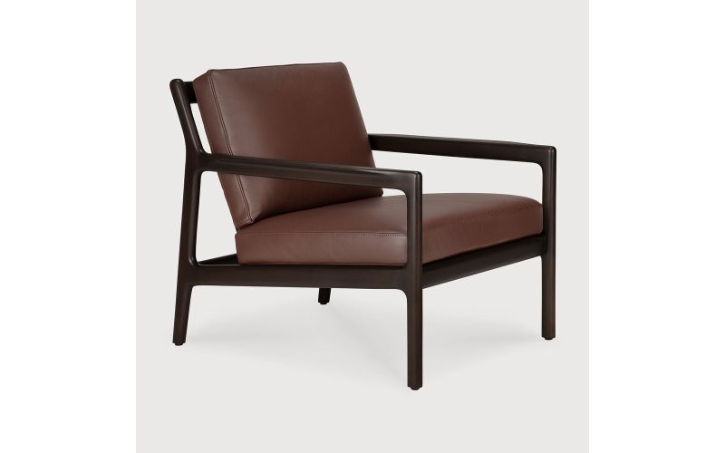 JACK LOUNGE CHAIR - VARNISHED MAHOGANY BURGUNDY LEATHER 69 x 87 x 74 35106