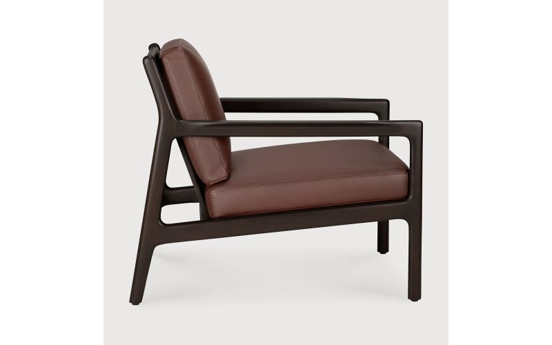 JACK LOUNGE CHAIR - VARNISHED MAHOGANY BURGUNDY LEATHER 69 x 87 x 74 35106