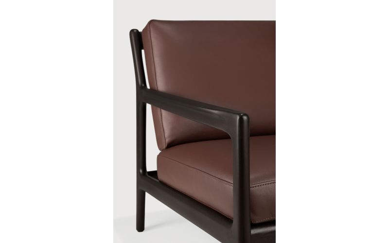 JACK LOUNGE CHAIR - VARNISHED MAHOGANY BURGUNDY LEATHER 69 x 87 x 74 35106