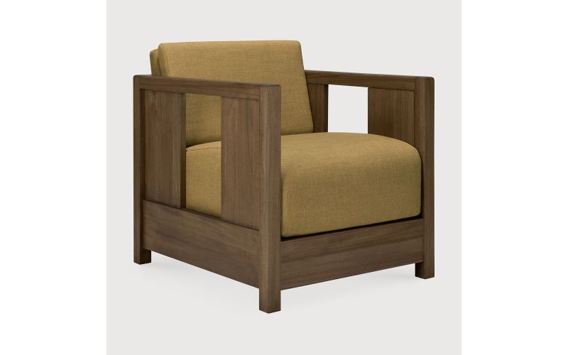 ROAN LOUNGE CHAIR - VARNISHED TEAK AMBER FABRIC 60 x 70 x 65 10832 
