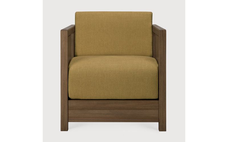 ROAN LOUNGE CHAIR - VARNISHED TEAK AMBER FABRIC 60 x 70 x 65 10832 