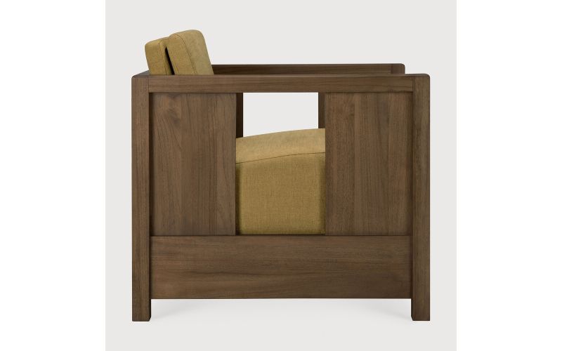 ROAN LOUNGE CHAIR - VARNISHED TEAK AMBER FABRIC 60 x 70 x 65 10832 