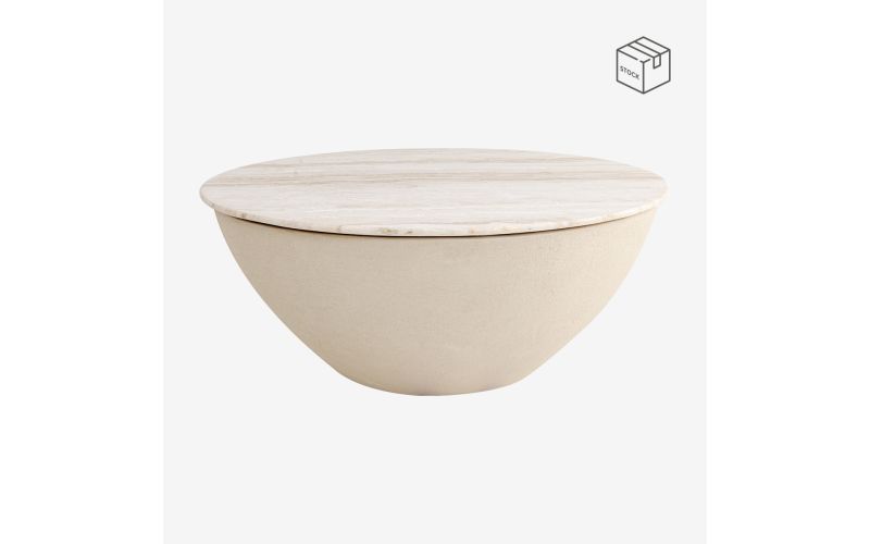 BRUXELLES COFFEE TABLE | BEIGE TRAVERTINE BLAD Ø100x33h