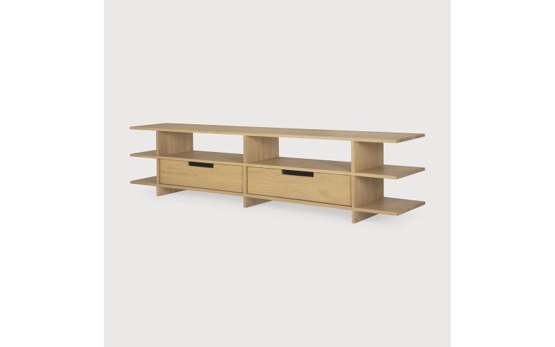 KABUKI TV CUPBOARD - VARNISHED OAK 2 DRAWERS 200 x 45 x 48 CM 51792