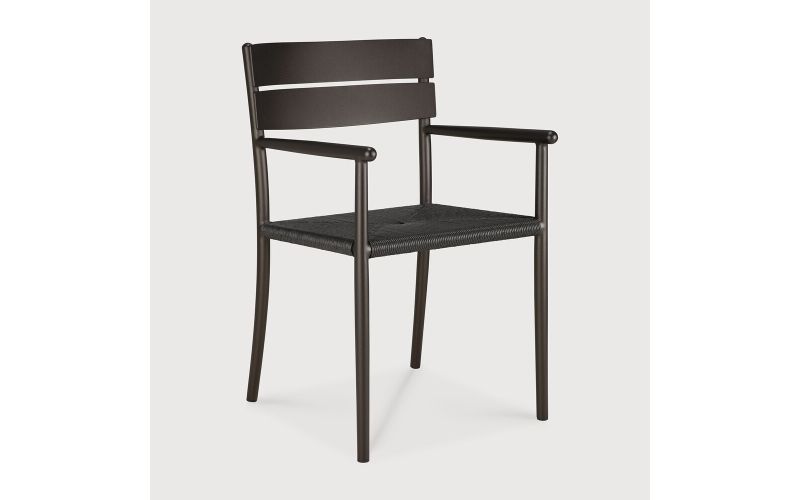 ETHNICRAFT ELIN OUTDOOR DINING CHAIR ALUMINIUM WITH ARM DARK BRONZE 60572 52 x 57 x 84