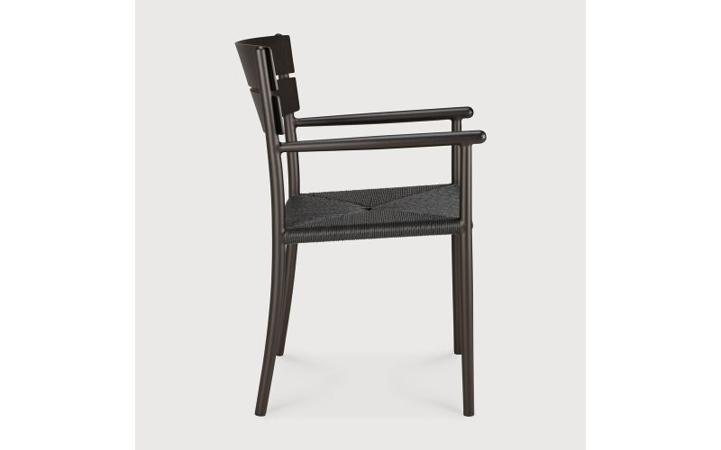ETHNICRAFT ELIN OUTDOOR DINING CHAIR ALUMINIUM WITH ARM DARK BRONZE 60572 52 x 57 x 84