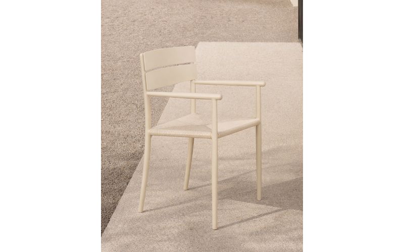 ETHNICRAFT ELIN OUTDOOR DINING CHAIR ALUMINIUM SAND WITH ARM 60574 52 x 57 x 84 CM