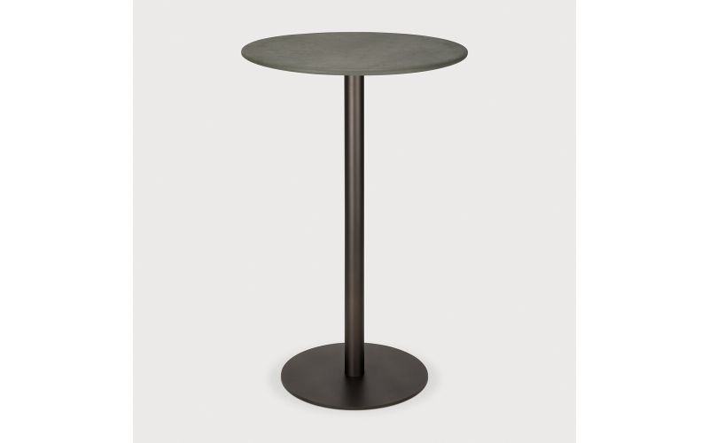 BLEND BAR TABLE MUSCIO LEATHER TOP BRONZE BASE 21577 70 x 70 x 108 CM