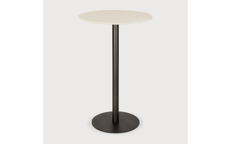 BLEND BAR TABLE MICROCEMENT OFF WHITE TOP TOP BRONZE BASE 26517 70 x 70 x 108
