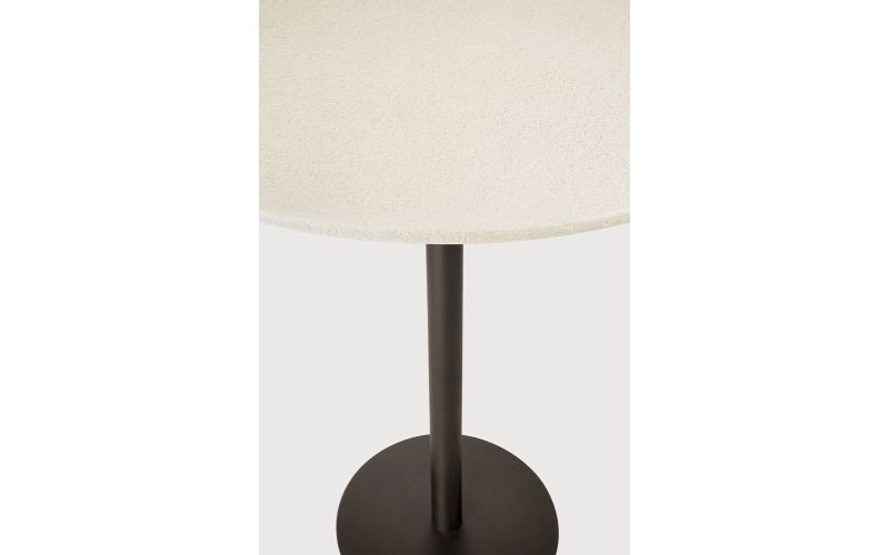 BLEND BAR TABLE MICROCEMENT OFF WHITE TOP TOP BRONZE BASE 26517 70 x 70 x 108