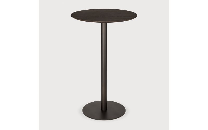 BLEND BAR TABLE OAK BROWN TOP BRONZE BASE 51952 70 x 70 x 108