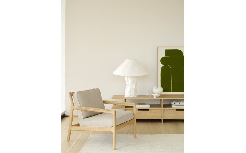 JACK LOUNGE CHAIR - VARNISHED OAK - IVORY FABRIC 50493