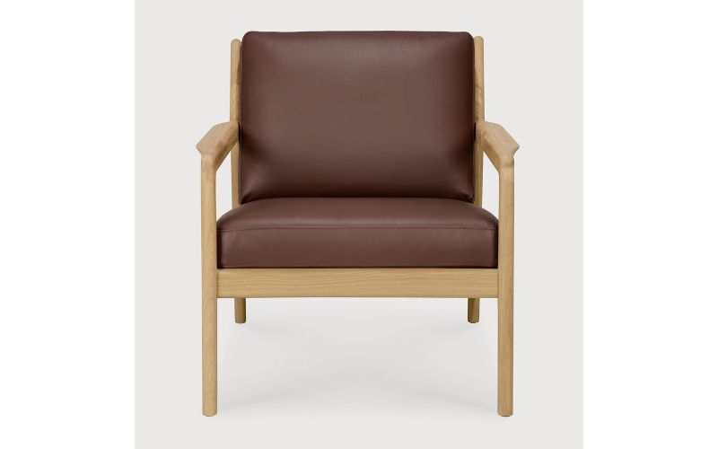 JACK LOUNGE CHAIR - VARNISHED OAK - BURGUNDY LEATHER 50494 69 x 87 x 74 CM