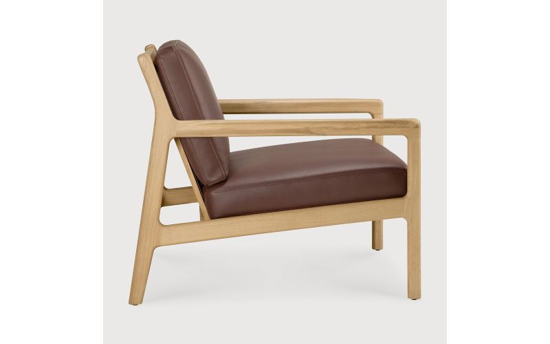 JACK LOUNGE CHAIR - VARNISHED OAK - BURGUNDY LEATHER 50494 69 x 87 x 74 CM