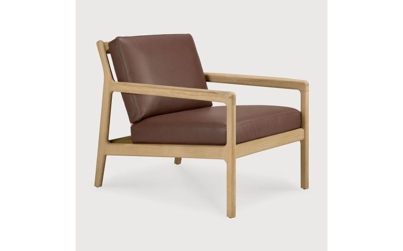 JACK LOUNGE CHAIR - VARNISHED OAK - BURGUNDY LEATHER 50494 69 x 87 x 74 CM