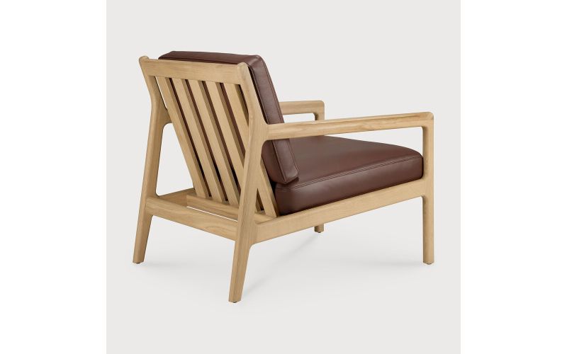 JACK LOUNGE CHAIR - VARNISHED OAK - BURGUNDY LEATHER 50494 69 x 87 x 74 CM
