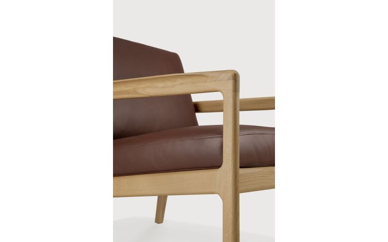 JACK LOUNGE CHAIR - VARNISHED OAK - BURGUNDY LEATHER 50494 69 x 87 x 74 CM