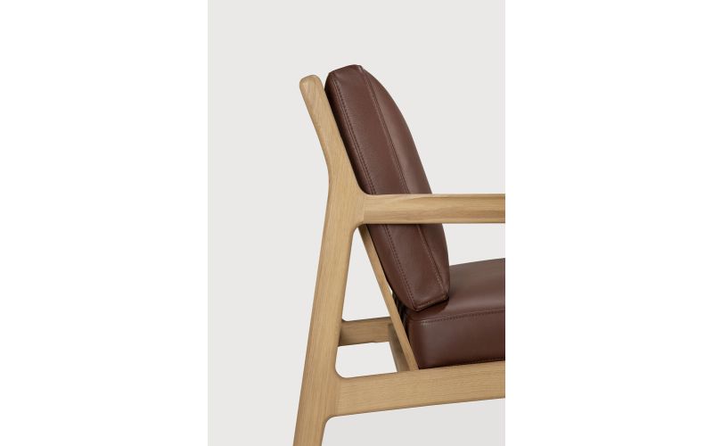JACK LOUNGE CHAIR - VARNISHED OAK - BURGUNDY LEATHER 50494 69 x 87 x 74 CM